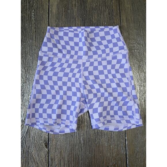 Wilo the Label Pants - Wilo The Label Purple Checker Biker Shorts Size Small